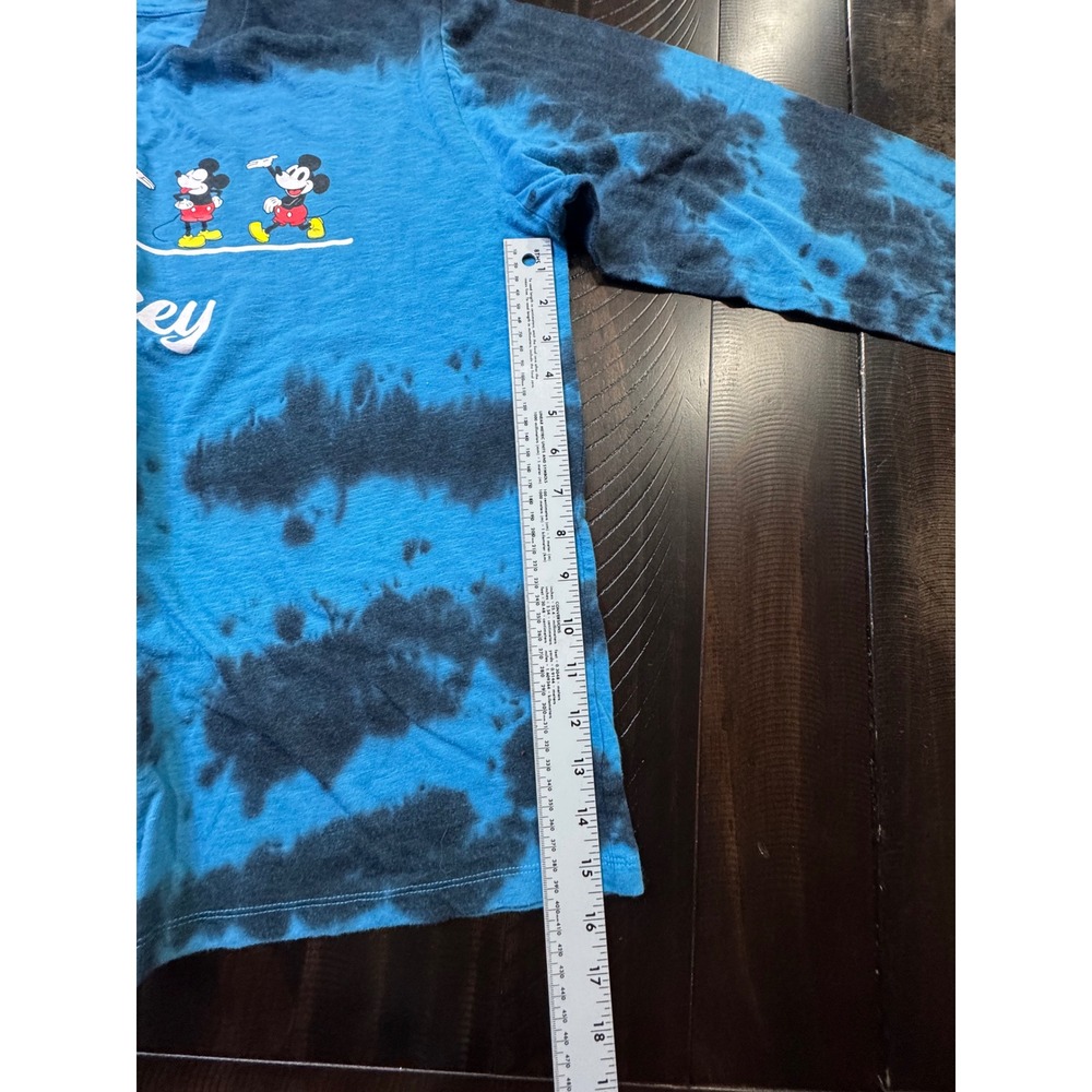 Disney Mickey Mouse Tie Dye Long Sleeve Graphic Tee Blue Black juniors size 19 - Picture 5 of 6